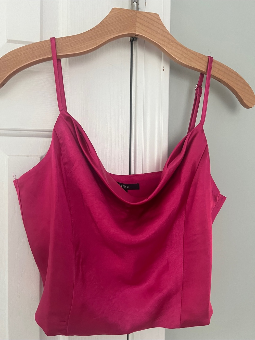 Forever 21 Hot Pink Satin Cowl Neck Camisole